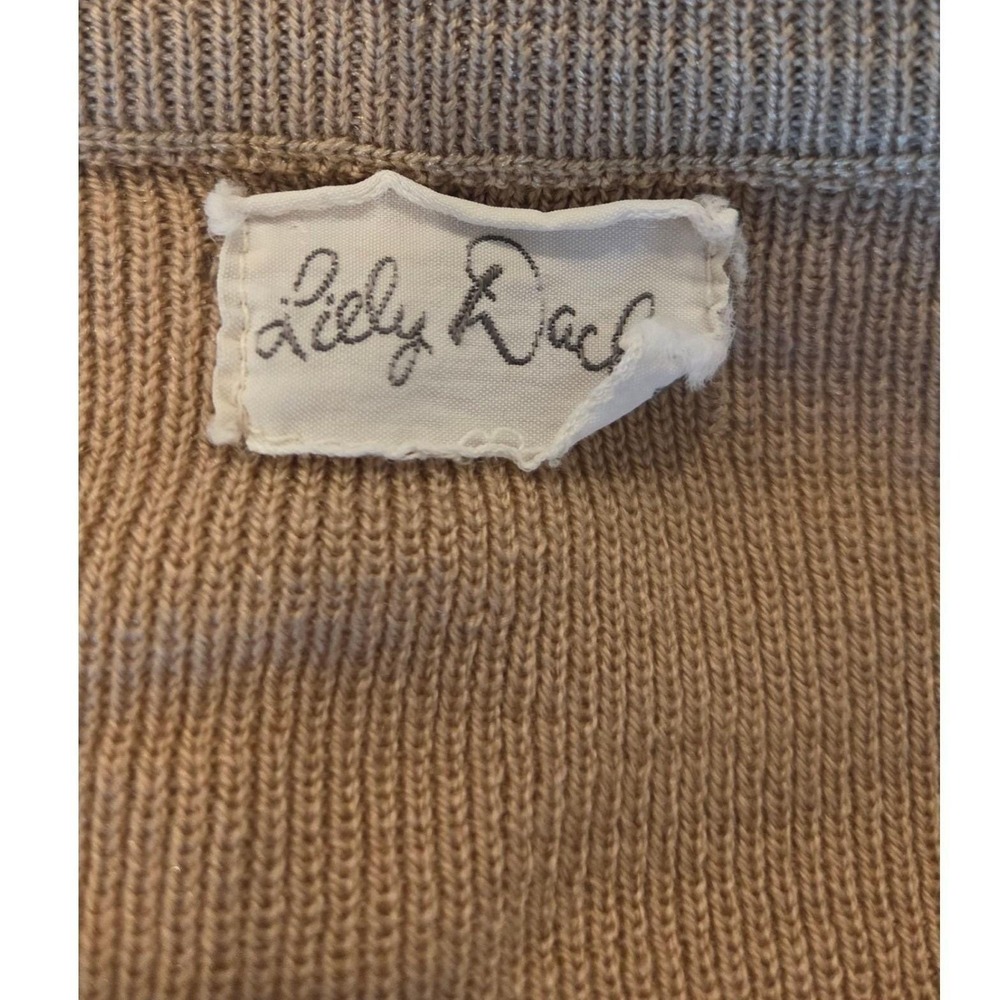 Vintage Women's Tan V Neck Long Sleeve Sweater Cat Kitten Embroidered Graphic - Picture 3 of 8